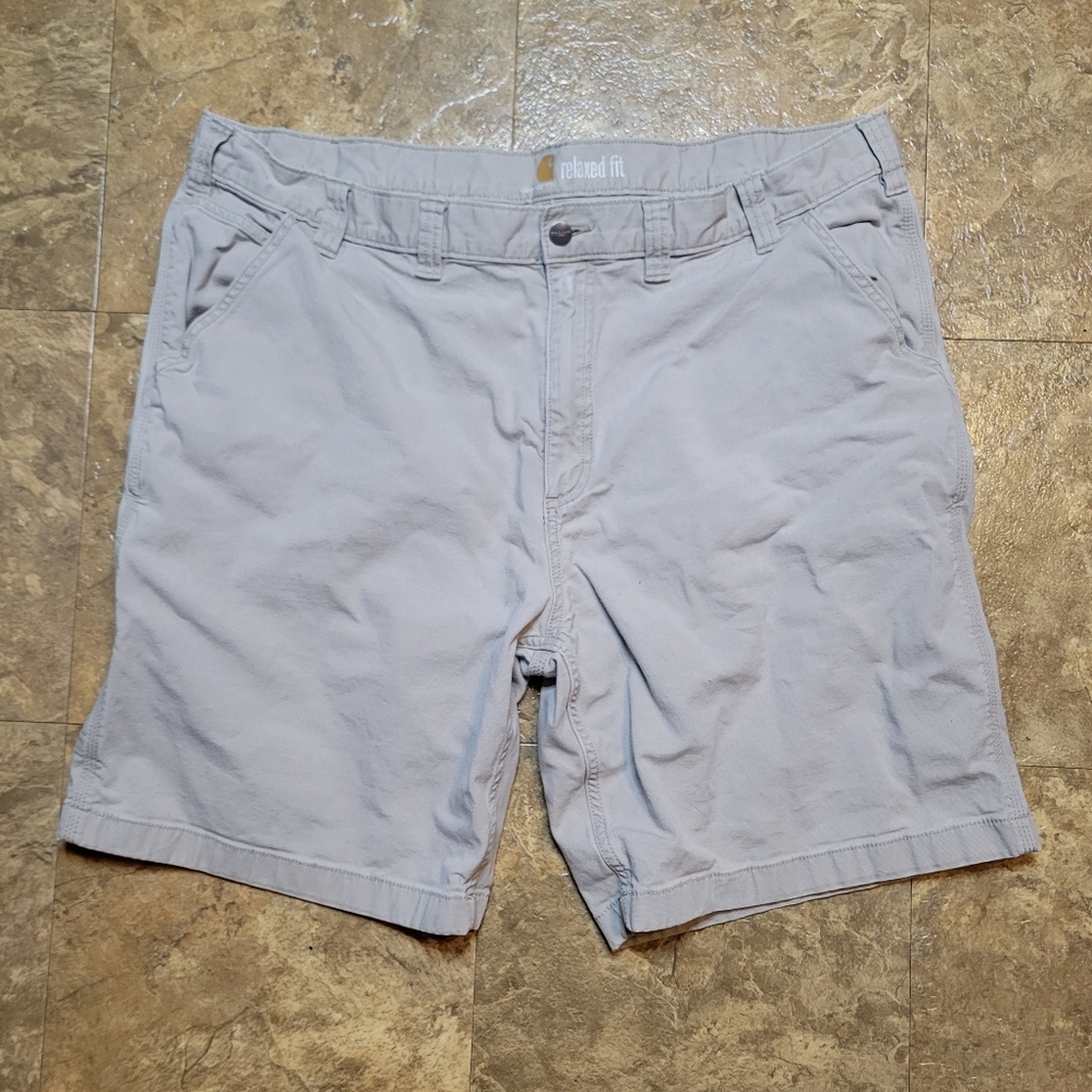 Carhartt Rugged Flex Canvas Work Shorts Mens 44 (42x9) Beige Khaki Relaxed Fit